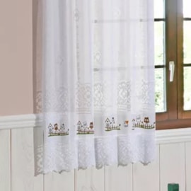 Cortina de Cozinha Interlar 2,00m x 1,20m Corujinhas Branco Cortina de Cozinha Interlar 2,00m x 1,20m Corujinhas Branco