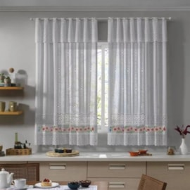 Cortina de Cozinha Interlar 2,00m x 1,20m Hibisco Branco Cortina de Cozinha Interlar 2,00m x 1,20m Hibisco Branco