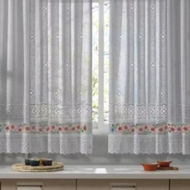 Cortina de Cozinha Interlar 2,00m x 1,20m Hibisco Branco Cortina de Cozinha Interlar 2,00m x 1,20m Hibisco Branco