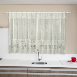 Cortina de Cozinha Interlar 2,00m x 1,20m Lisa Marfim Rosas Cortina de Cozinha Interlar 2,00m x 1,20m Lisa Marfim Rosas