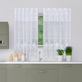 Cortina de Renda para Cozinha Beija-Flor 2,40m x 1,20m Madona Branco Cortina de Renda para Cozinha Beija-Flor 2,40m x 1,20m Madona Branco
