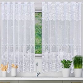 Cortina de Renda para Cozinha Beija-Flor 2,40m x 1,20m Madona Branco Cortina de Renda para Cozinha Beija-Flor 2,40m x 1,20m Madona Branco