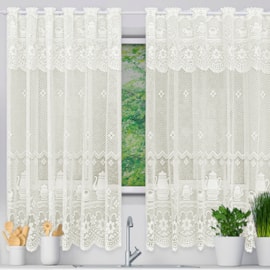 Cortina de Renda para Cozinha Beija-Flor 2,40m x 1,20m Madona Creme Cortina de Renda para Cozinha Beija-Flor 2,40m x 1,20m Madona Creme