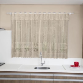 Cortina de Renda para Cozinha Interlar 2,00m x 1,50m Rosas Marrom Cortina de Renda para Cozinha Interlar 2,00m x 1,50m Rosas Marrom