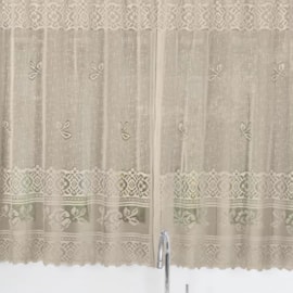 Cortina de Renda para Cozinha Interlar 2,00m x 1,50m Rosas Marrom Cortina de Renda para Cozinha Interlar 2,00m x 1,50m Rosas Marrom