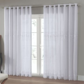 Cortina Duplex Bordada 2,60m x 1,70m Bella Janela Branco