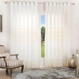 Cortina Duplex Bordada 2,60m x 1,70m Bella Janela Creme Cortina Duplex Bordada 2,60m x 1,70m Bella Janela Creme