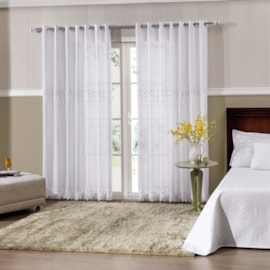 Cortina Duplex Linho Macrame 2,00 x 2,30 Bella Janela Branco