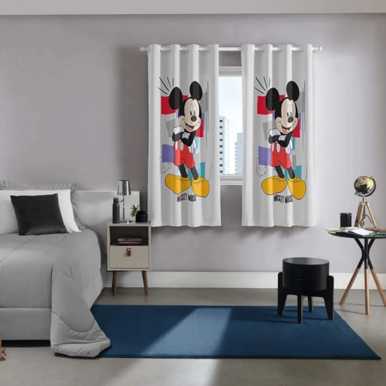 Cortina Infantil Blackout Tecido 70% Mickey Bella Janela 2,60x1,70