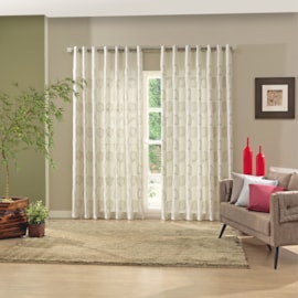 Cortina Rústica Plus 3,00m X 2,50m Bella Janela Orion Branco Folhagem Cortina Rústica Plus 3,00m X 2,50m Bella Janela Orion Branco Folhagem