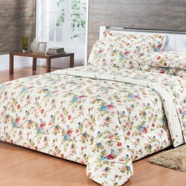Edredom King 180 fios 100% algodão Safira Floral Branco Edredom King 180 fios 100% algodão Safira Floral Branco
