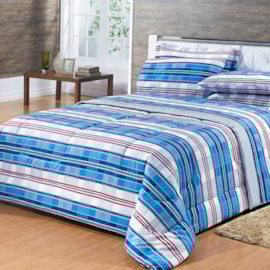 Edredom King 180 fios 100% algodão Safira Listras Edredom King 180 fios 100% algodão Safira Listras