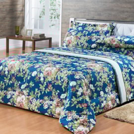 Edredom Queen 180 fios 100% algodão Ônix Floral Azul Edredom Queen 180 fios 100% algodão Ônix Floral Azul