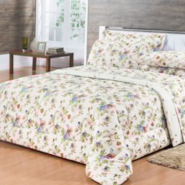 Edredom Queen 180 fios 100% algodão Ônix Floral Branco Edredom Queen 180 fios 100% algodão Ônix Floral Branco