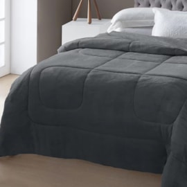 Edredom Queen Dupla-Face Atrium Flannel Cinza Petróleo Jolitex Ternille
