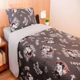 Edredom Solteiro Portallar Malha Mickey e Minnie Love Edredom Solteiro Portallar Malha Mickey e Minnie Love