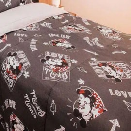 Edredom Solteiro Portallar Malha Mickey e Minnie Love Edredom Solteiro Portallar Malha Mickey e Minnie Love