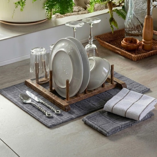 Escorredor de Louça de Microfibra Jolitex Deluxe Cinza