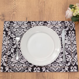 Jogo Americano Argivai Glamour Preto Flor de Lótus 35cm x 50cm 2 Peças Jogo Americano Argivai Glamour Preto Flor de Lótus 35cm x 50cm 2 Peças