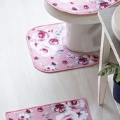 Jogo de Banheiro Carícia Corttex Floral Rosa 3 Peças
