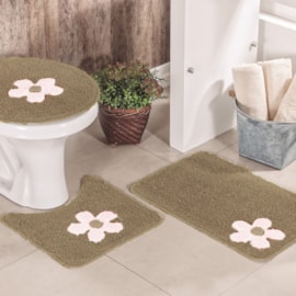 Jogo de Banheiro Cotton Aplique Bege e Branco Miriam 3 Peças Jogo de Banheiro Cotton Aplique Bege e Branco Miriam 3 Peças