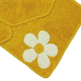 Jogo de Banheiro Cotton Aplique Mostarda e Bege Miriam 3 Peças Jogo de Banheiro Cotton Aplique Mostarda e Bege Miriam 3 Peças