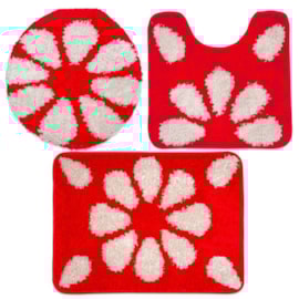 Jogo de Banheiro Jolitex Urban Hibisco Vermelho 3 Peças Jogo de Banheiro Jolitex Urban Hibisco Vermelho 3 Peças