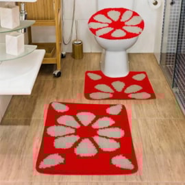 Jogo de Banheiro Jolitex Urban Hibisco Vermelho 3 Peças Jogo de Banheiro Jolitex Urban Hibisco Vermelho 3 Peças