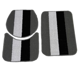 Jogo de Banheiro Rubi Cinza/Branco/Preto 3 Peças Jogo de Banheiro Rubi Cinza/Branco/Preto 3 Peças