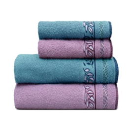 Jogo de Banho Appel Oliva 4pçs Azul Star e Orquídea (2 Banho + 2 Rosto) Jogo de Banho Appel Oliva 4pçs Azul Star e Orquídea (2 Banho + 2 Rosto)