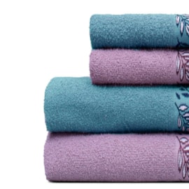 Jogo de Banho Appel Oliva 4pçs Azul Star e Orquídea (2 Banho + 2 Rosto) Jogo de Banho Appel Oliva 4pçs Azul Star e Orquídea (2 Banho + 2 Rosto)