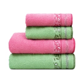 Jogo de Banho Appel Oliva 4pçs Rosa Neo e Verde Folha (2 Banho + 2 Rosto) Jogo de Banho Appel Oliva 4pçs Rosa Neo e Verde Folha (2 Banho + 2 Rosto)