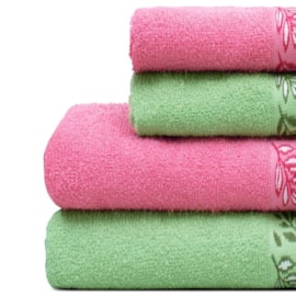 Jogo de Banho Appel Oliva 4pçs Rosa Neo e Verde Folha (2 Banho + 2 Rosto) Jogo de Banho Appel Oliva 4pçs Rosa Neo e Verde Folha (2 Banho + 2 Rosto)