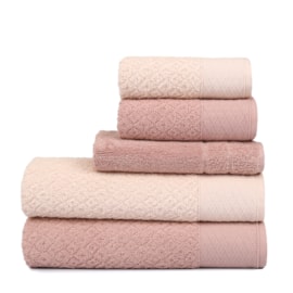Jogo de Banho Atlantica Capri 5 Pçs Rosa Claro e Rosa Escuro (2 Banho + 2 Rosto e Piso) Jogo de Banho Atlantica Capri 5 Pçs Rosa Claro e Rosa Escuro (2 Banho + 2 Rosto e Piso)