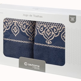Jogo de Banho Barroca Azul Marinho Caviquioli 5 Peças Jogo de Banho Barroca Azul Marinho Caviquioli 5 Peças