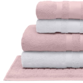 Jogo de Banho Bouton Aliance Rose/Branco 5Pçs Jogo de Banho Bouton Aliance Rose/Branco 5Pçs