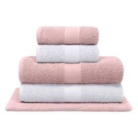Jogo de Banho Bouton Natural Rosa/Branco 5Pçs(2 Toalhas de Banho + 2 Toalhas de Rosto + 1 Piso) Jogo de Banho Bouton Natural Rosa/Branco 5Pçs(2 Toalhas de Banho + 2 Toalhas de Rosto + 1 Piso)