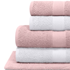 Jogo de Banho Bouton Natural Rosa/Branco 5Pçs(2 Toalhas de Banho + 2 Toalhas de Rosto + 1 Piso) Jogo de Banho Bouton Natural Rosa/Branco 5Pçs(2 Toalhas de Banho + 2 Toalhas de Rosto + 1 Piso)