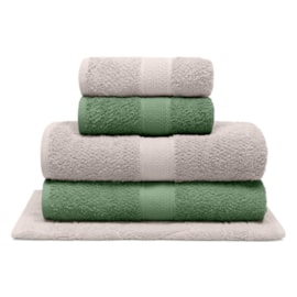 Jogo de Banho Bouton Natural Verde/Bege 5Pçs (2 Toalhas de Banho + 2 Toalhas de Rosto + 1 Piso) Jogo de Banho Bouton Natural Verde/Bege 5Pçs (2 Toalhas de Banho + 2 Toalhas de Rosto + 1 Piso)