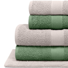 Jogo de Banho Bouton Natural Verde/Bege 5Pçs (2 Toalhas de Banho + 2 Toalhas de Rosto + 1 Piso) Jogo de Banho Bouton Natural Verde/Bege 5Pçs (2 Toalhas de Banho + 2 Toalhas de Rosto + 1 Piso)