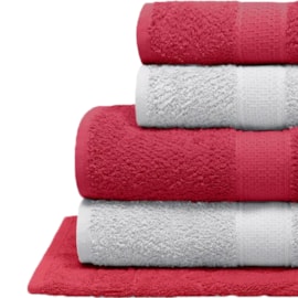 Jogo de Banho Bouton Natural Vermelho/Cinza 5Pçs (2 Toalhas de Banho + 2 Toalhas de Rosto + 1 Piso) Jogo de Banho Bouton Natural Vermelho/Cinza 5Pçs (2 Toalhas de Banho + 2 Toalhas de Rosto + 1 Piso)