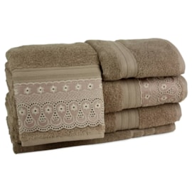Jogo de Banho Com Renda Algodão Egípcio Buettner Renascença Khaki 5 Peças Jogo de Banho Com Renda Algodão Egípcio Buettner Renascença Khaki 5 Peças