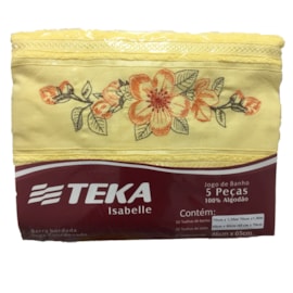 Jogo de Banho Teka Isabelle Bordado 5 Peças Amarelo Floral Jogo de Banho Teka Isabelle Bordado 5 Peças Amarelo Floral