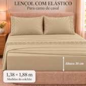 Jogo de Cama Casal 4 Peças Bordado Bege 100% Poliéster Top Max