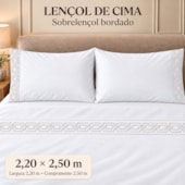Jogo de Cama Casal 4 Peças Bordado Branco 100% Poliéster Top Max