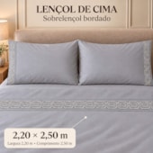 Jogo de Cama Casal 4 Peças Bordado Cinza 100% Poliéster Top Max