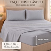 Jogo de Cama Casal 4 Peças Bordado Cinza 100% Poliéster Top Max
