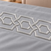 Jogo de Cama Casal 4 Peças Bordado Cinza 100% Poliéster Top Max