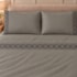 Jogo de Cama Casal 4 Peças Bordado Cinza Escuro 100% Poliéster Top Max