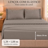 Jogo de Cama Casal 4 Peças Bordado Cinza Escuro 100% Poliéster Top Max